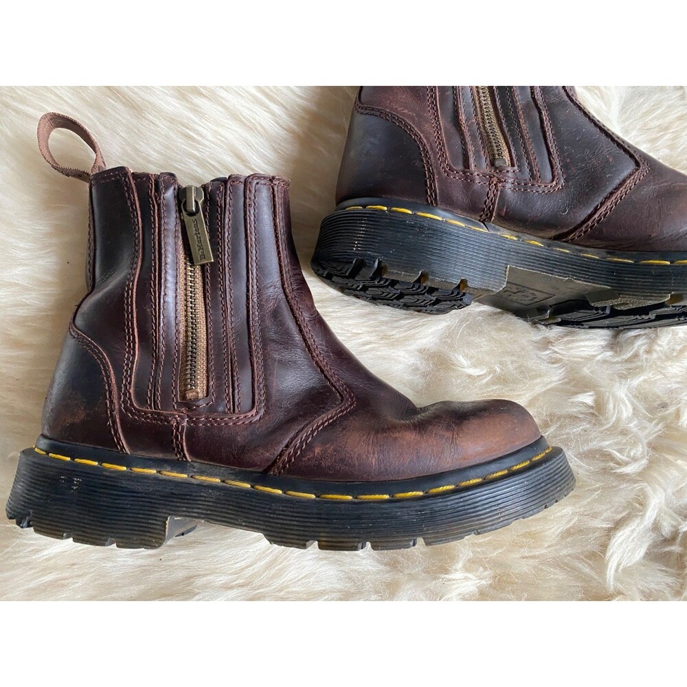 Dr. Martens 2976 Alyson Zip Chelsea Boots Brown Leather Womens Size US 5 EU 36 - Picture 2 of 12